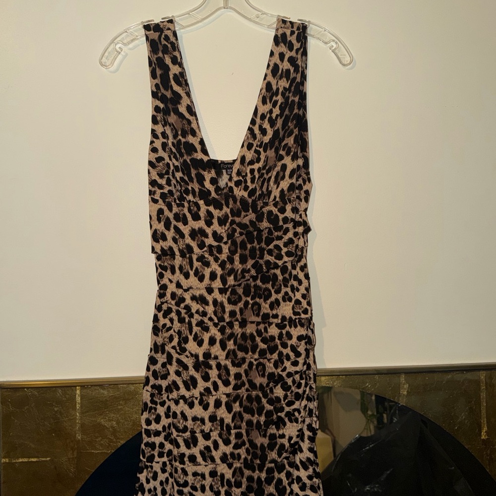 Forever 21 Brown Leopard Backless Dress